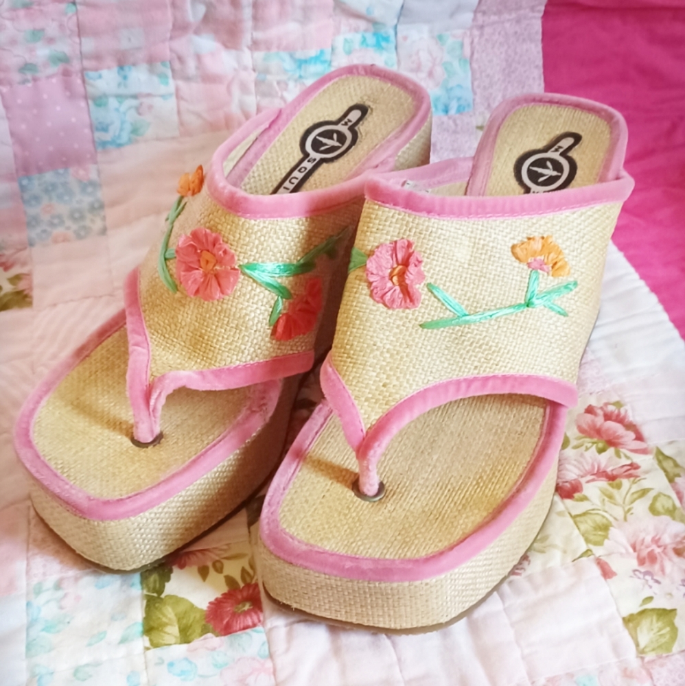 90s Floral sandals